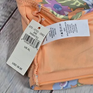Aerie Scoop Floral Ruffle Bikini Top Swimsuit Orange Blue Purple XL‎ thumbnail 5