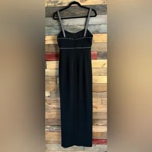 Xscape Black Studded Spaghetti Strap Evening Maxi Dress Size‎ 8 thumbnail 2