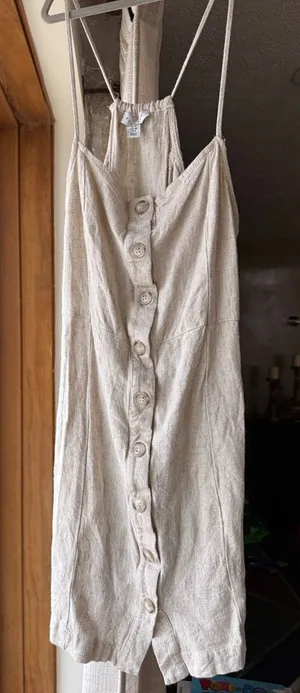 Topshop linen Beige Button-Front Dress thumbnail 1