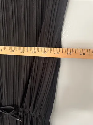 Zara Women's Black Sleeveless Pleated Midi Dress with Tie Waist Size M thumbnail 6