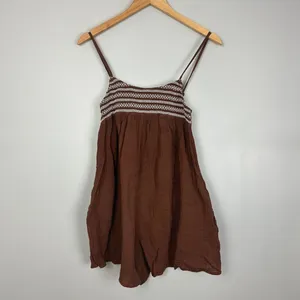 Cupshe Brown Gauze Square Neck Flared Leg Short Romper S NWT Boho Vacation thumbnail 3