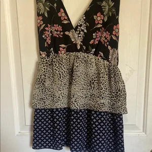 Libby Edelman Floral and Animal Print Top - Black, Pink, Green thumbnail 2