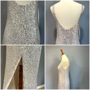 NWT Mac Duggal Silver Sequin Gown HOCO Prom Gala Bling Mermaid Core Maxi Dress 8 thumbnail 5