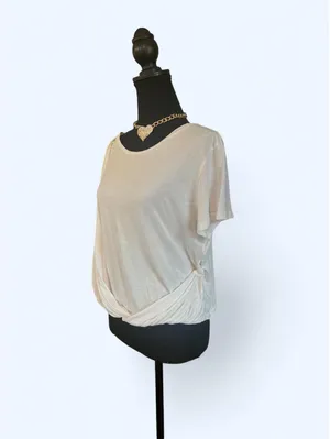Anthropologie White Draped Twist Wrap Lightweight Boho Minimalist Top Size XL thumbnail 4