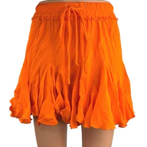 Gab & Kate Olivaceous Orange Elastic Waist Flowy Flare Mini A-Line Skirt Size S thumbnail 1