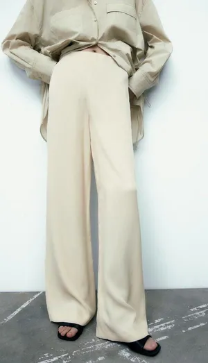 Zara NWT White STANDARD LENGTH SATIN TROUSERS. Size Large thumbnail 13