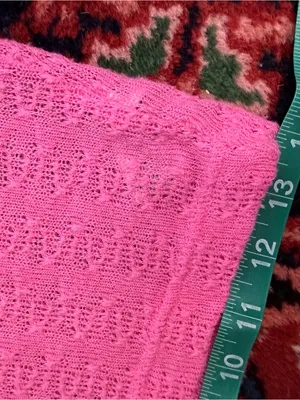 Free People Hot Pink V-Neck Lace Trim Lightweight Sweater thumbnail 5