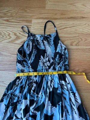 Free People Intimately Tropical Floral Smocked Halter Maxi Dress Black Blue S thumbnail 11