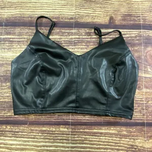 Blashe Black Faux Leather Crop Top Sleeveless Stretch Tank Top Size M thumbnail 4