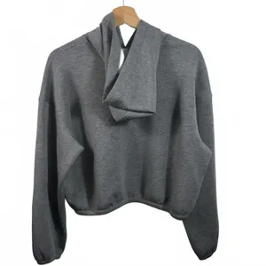 Spanx AirEssentials Cinched Crop Hoodie Sweatshirt Heather Gray Women Size Large thumbnail 4