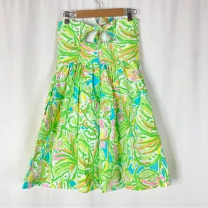 Lilly Pulitzer Richelle Elephant Ears Strapless Mini Dress Green Pink Blue Sz 0 thumbnail 8
