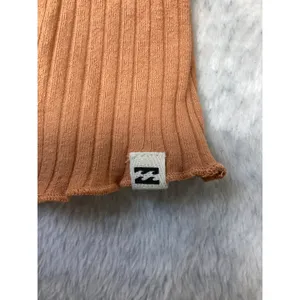 Billabong Essentials Ribbed Tank Top Orange Split Neck Lettuce Hem XS thumbnail 2