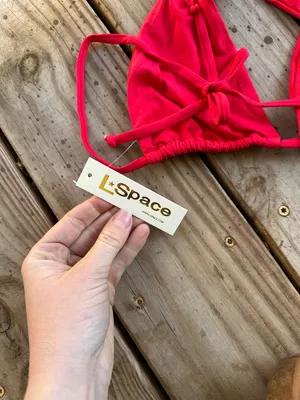 NWT L*Space halter bikini top lipstick red thumbnail 4