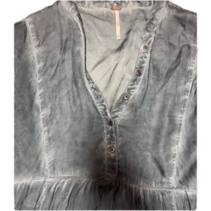 Free People Blue Satin Feel Chambray MINI Dress Size Small thumbnail 4