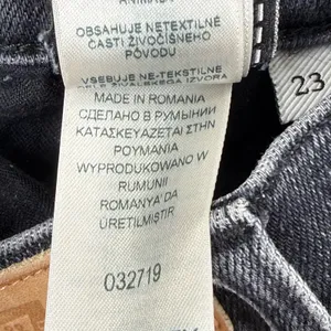 7 For All Mankind Luxe Vintage High‎ Rise Flare Jeans Black 23 Distressed Hem thumbnail 12