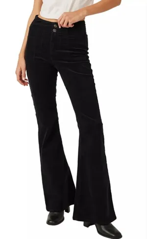 Free People We The Free Jayde Flare Pants Black Corduroy Size 27 thumbnail 1