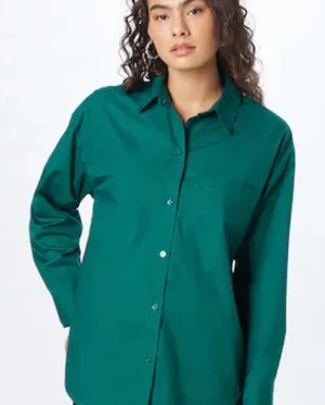 Abercrombie & Fitch Oversized Green Button Down Shirt Women S thumbnail 1
