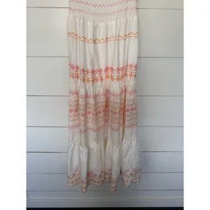Goodnight Macaroon Women’s XS White Orange Tiered Ruffle Maxi Dress thumbnail 2