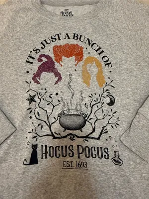 Disney Hocus Pocus Sweatshirt XXL Gray Sanderson Sisters Halloween Crewneck thumbnail 5