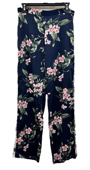 Victoria's Secret Floral Satin Pants M PJ Lounge Wide Leg Cottagecore Boho thumbnail 1