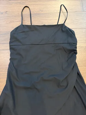 ZARA Woman Black Strappy Mini Dress Straight Neck Large - C30-109 thumbnail 4