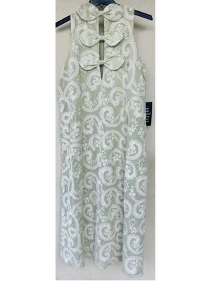 Tuckernuck Celadon Scroll Embroidered Bows Portia Dress Date Night Resort Beach thumbnail 8