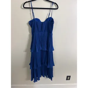 Lulus Cascading Crush Cobalt Blue Tiered Bustier Midi Dress thumbnail 5