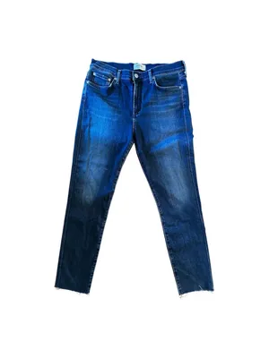 AGOLDE Sophie Mid Rise Ankle Skinny Jeans Dark Wash Frayed Raw Hem Size 31 thumbnail 2
