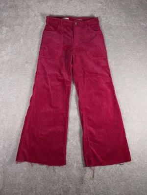 pilcro wide leg crop (29in Inseam) pink‎ corduroy pants raw hem 27 thumbnail 1