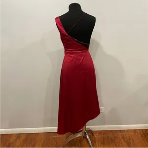 Lulus Sereno Wine Satin Cowl Neck Asymmetrical Midi Dress Small S thumbnail 6