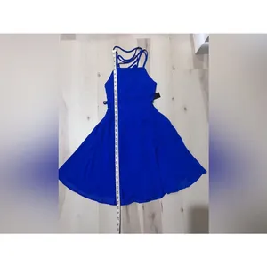 Lulus NWT Women Small Cobalt Royal Blue Strappy Lace Up Mini Dress Coquette Chic thumbnail 9
