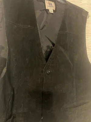 Vtg Faded Glory Black Leather Vest Size Large Country Cowboy Classic thumbnail 2