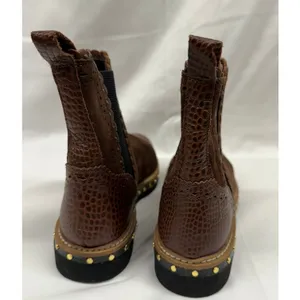 Free People $158 Women's Brown Suede Leather Western Chelsea Scalloped Boot EU38 thumbnail 7