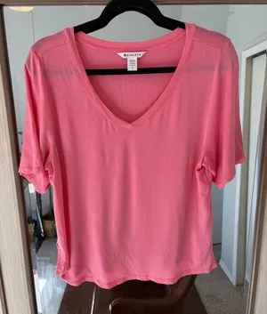 Athleta nighttime bliss sleep tee pink v-neck sz Small short sleeve soft classic thumbnail 1