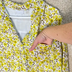 Imperfect yellow floral pocket dress vneck pointed collar lined‎ bright bohemian thumbnail 7