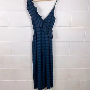 Tularosa Revolve women’s Florence navy striped ruffle cropped jumpsuit size S thumbnail 7