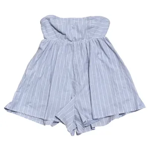 Ultra Flirt Strapless Romper Blue White Striped Tie Back Womens L Large NEW thumbnail 1