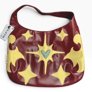 BAFTA Celestial Heart Hobo Shoulder Bag Burgundy Y2K Indie Designer NWT thumbnail 2