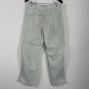 Pilcro Hyphen Patchwork Distressed Barrel‎ Chino Pants in Muted Khaki Sz 28 Tall thumbnail 8