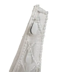 Liv Foster Beaded Sequin Lattice V-Neck Mini Dress Ivory Silver Size 6 thumbnail 7