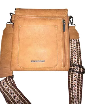 Montana West Tan Western Crossbody Bag Leopard Accent Wide Strap EUC thumbnail 1