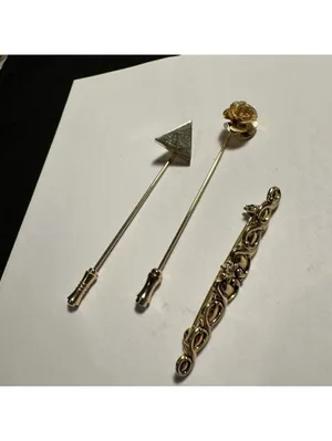 Lot Of 3 Gold Tone Brooch / Lapel Stick Pins 1 Signed Sarah (Sarah Coventry) thumbnail 7