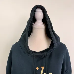 Nike Womens Black Metallic Gold Silver Logo Cropped Hoodie‎ Sweatshirt Size M thumbnail 6