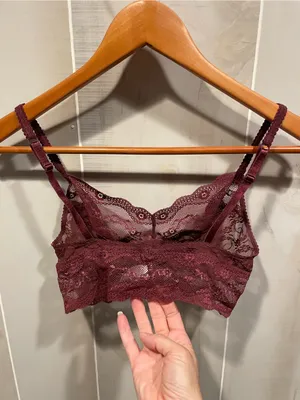 Cute whimsigoth burgundy wine lace mesh bralette B. Tempt’d stretchy coquette thumbnail 3