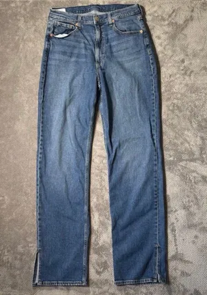 GAP ’90s Loose High Rise Jeans 10/30 Tall Medium Wash Straight Leg Side Slit Hem thumbnail 2