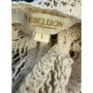 Rebellion Cream Crochet Crop Top festival Beaded Boho Festival Tank Large NWT y thumbnail 4