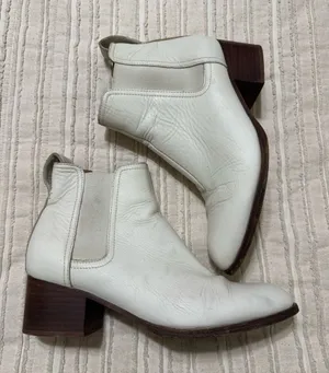 rag & bone White Leather Chelsea Booties with Stacked Heel Size 37 thumbnail 1