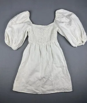 Tuckernuck Annie Puff-Sleeve Smocked linen Dress Size: Small thumbnail 1