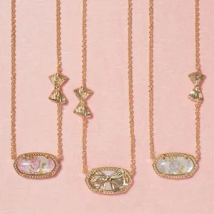 Kendra Scott x Love Shack Fancy Elisa Pink Bloom Floral Bow Necklace thumbnail 3