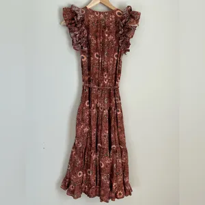 Ulla Johnson Johnson Virginia Midi Dress Size 0 Belted Flutter Sleeve Tiered thumbnail 5